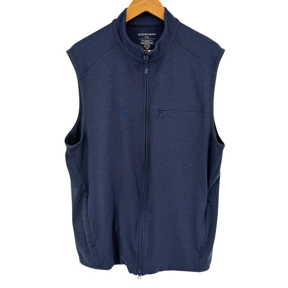 Mizzen+Main Mens‎ XL Vest Full Zip Golf Performance Stretch Gorpcore Layer Blue